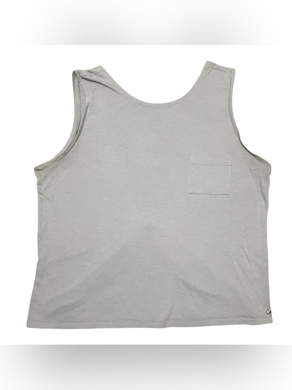 Fabletics Women's Muscle Tank Top Chest Pocket Open Back Gray